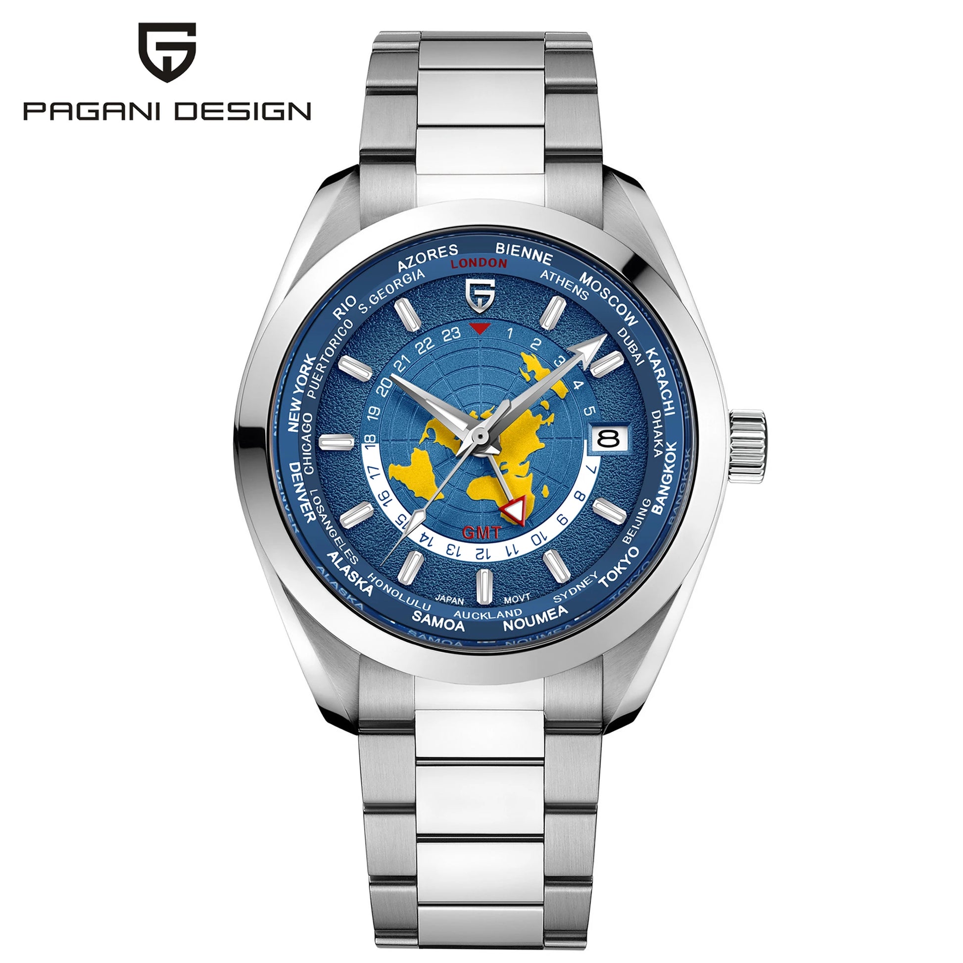 Chronoterra® – World Time GMT Automatic Watch for Men | NH34A Movement, Sapphire Crystal, Mechanical, Waterproof