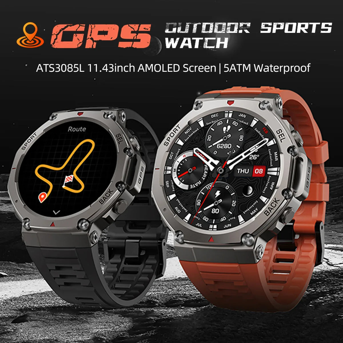 Rexon® – TitanWild | Military Outdoor Smartwatch with Dual-Band GPS, AMOLED & 5ATM Waterproof