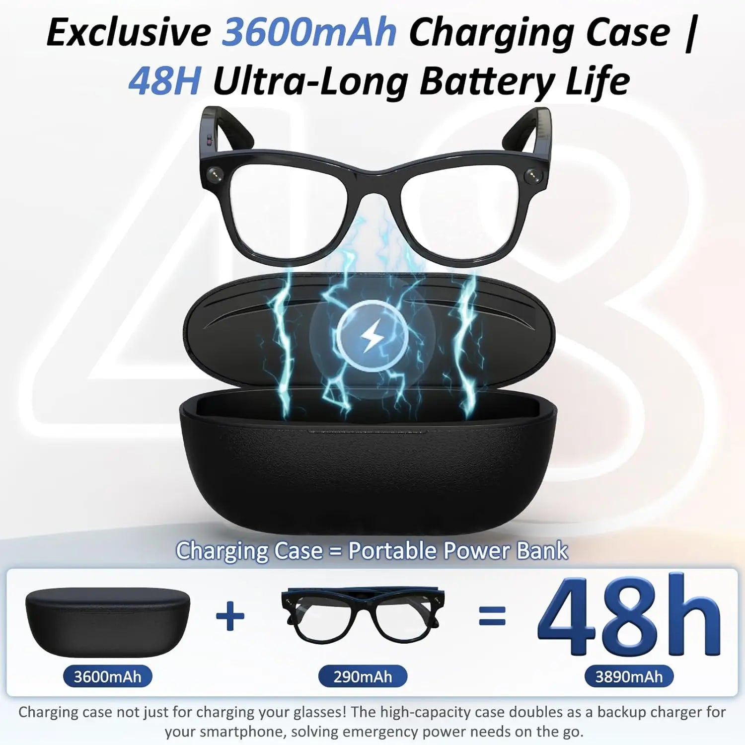 Linguavue® – AI Smart Glasses with Stabilized Camera & Voice Translation | Bluetooth Calling, Video Recording, Long Battery