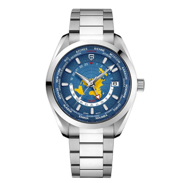 Chronoterra® – World Time GMT Automatic Watch for Men | NH34A Movement, Sapphire Crystal, Mechanical, Waterproof