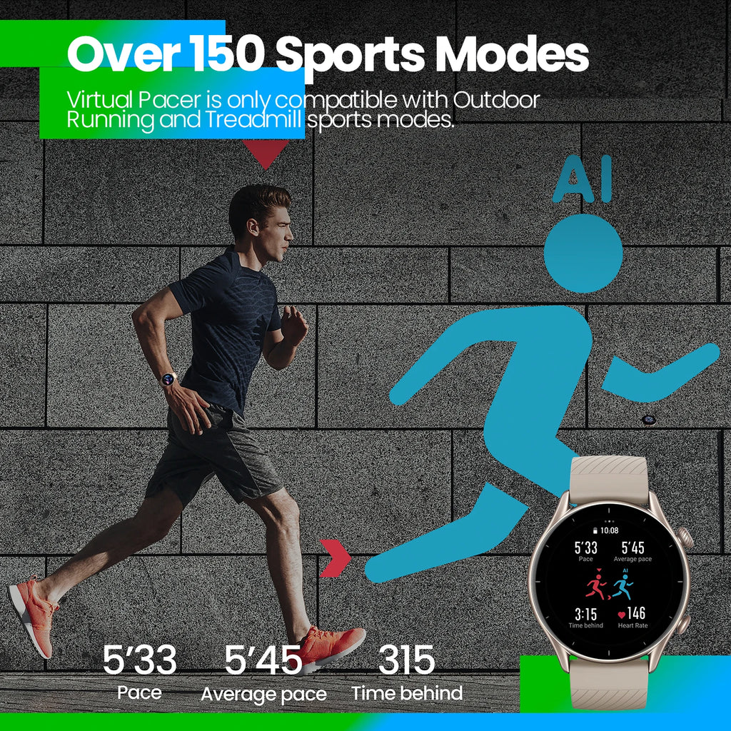 Zephys® – GTRon 3 | Smartwatch with GPS, Built-in Alexa, Zepp-Style OS & 150+ Sports Modes