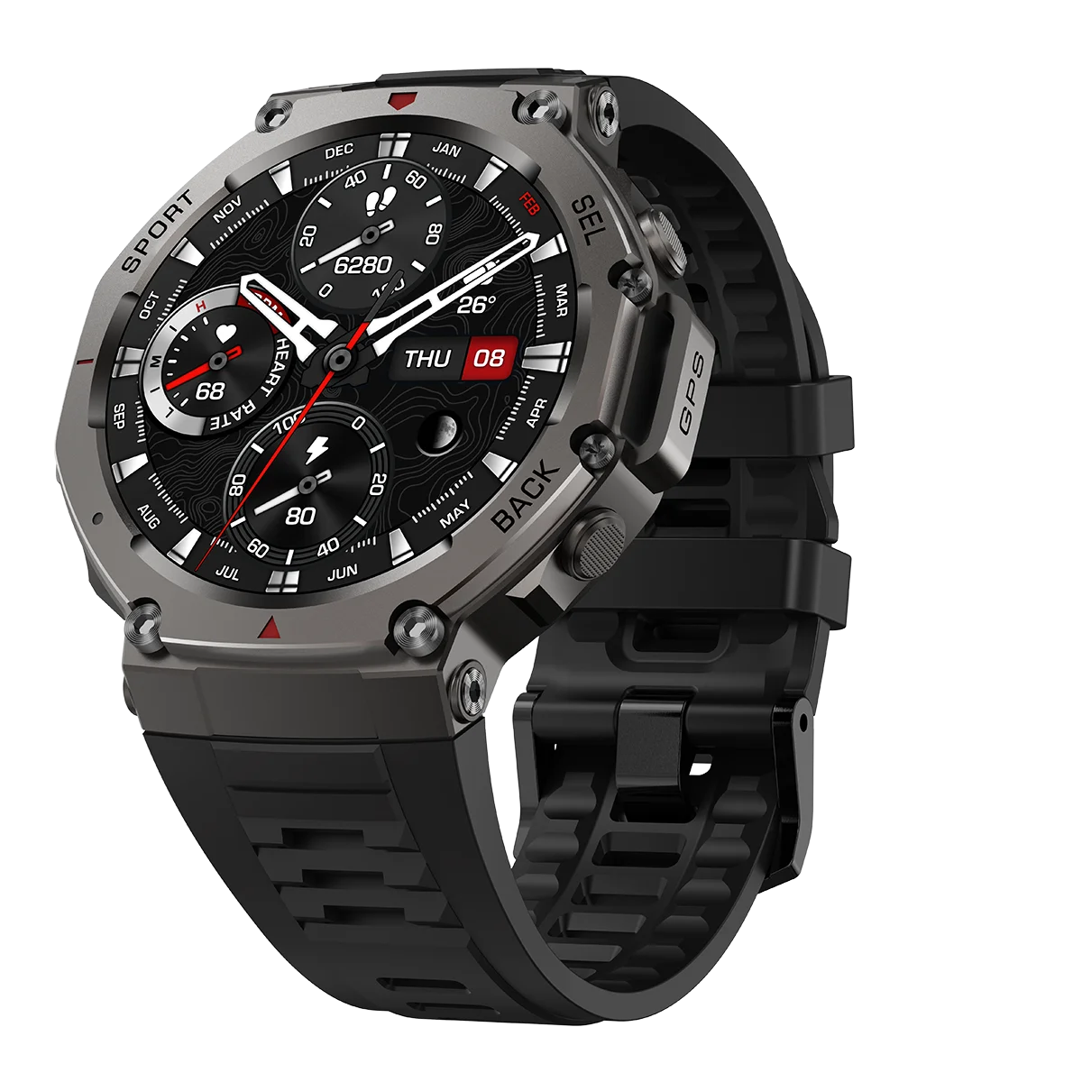 Rexon® – TitanWild | Military Outdoor Smartwatch with Dual-Band GPS, AMOLED & 5ATM Waterproof
