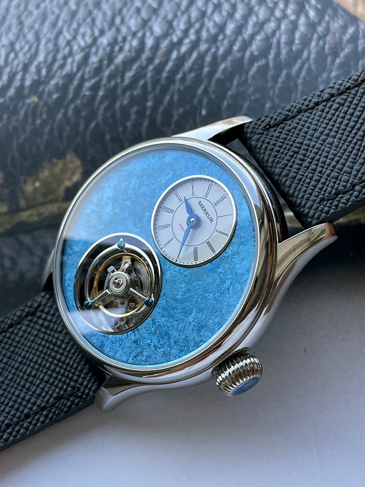 Glaciéon® – Men's Titanium Tourbillon Watch | Ice-Floral Dial, Sapphire Crystal, Mechanical Luxury Masterpiece