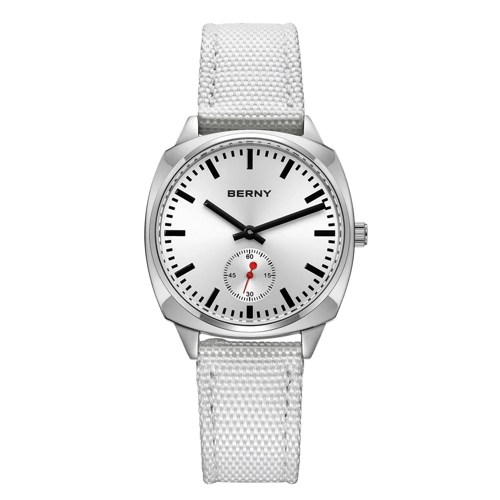 Isalora® – Ice Blue Pillow Quartz Watch for Women | Canvas Strap, Casual Railway Style, Versatile Daily Wear