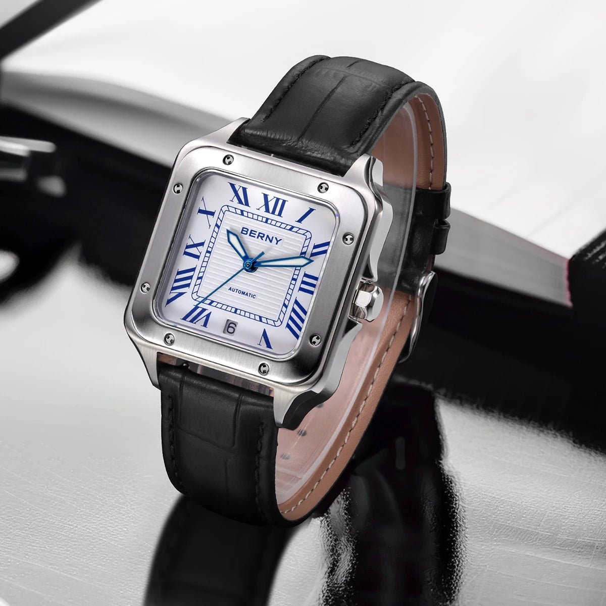 Montragin® – Tank Style Automatic Mechanical Watch for Men | Miyota 8215, Sapphire AR, Luminous, 10ATM Waterproof