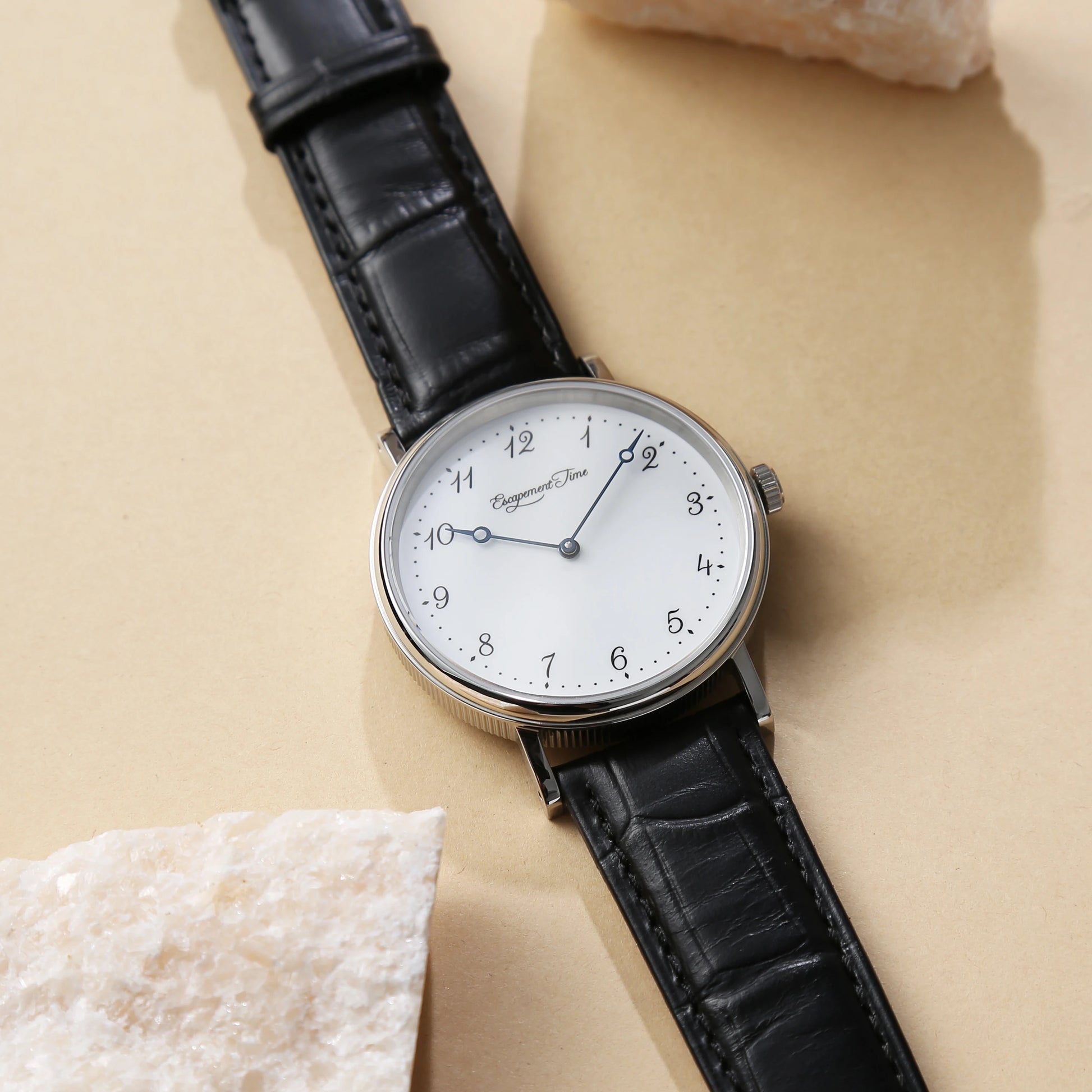 Avennoir® – Blancurel 38 | 38.5mm Quartz Watch with White Enamel Dial, Heat-Blued Hands & 50M Water Resistance