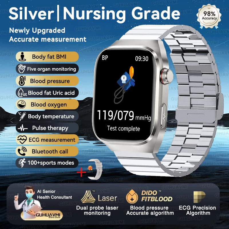 Vitelor® – Smart Health Tracker Watch | ECG+PPG, Uric Acid & Body Fat, Laser Therapy, Bluetooth Call
