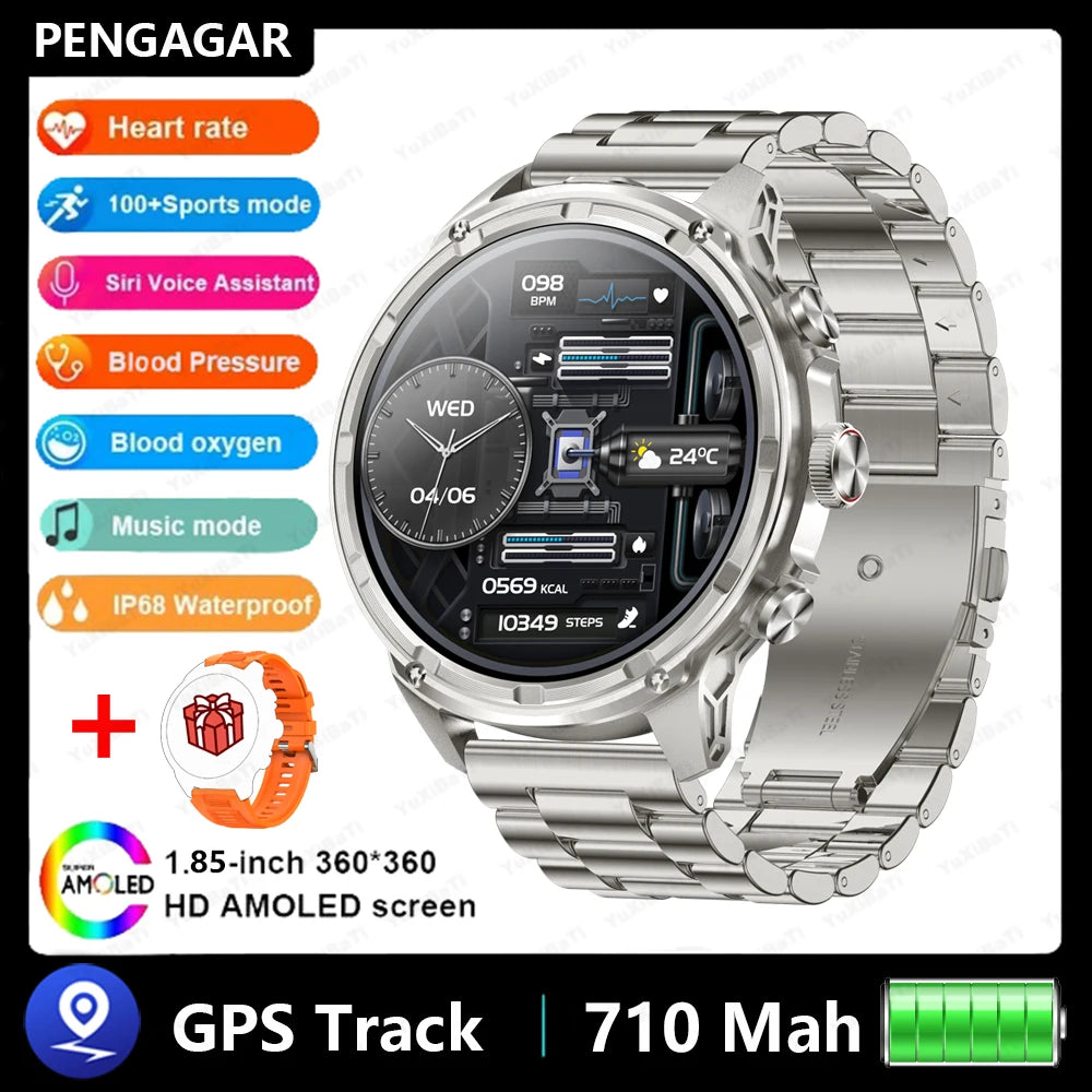 Athryos® – Outdoor Sport Smartwatch for Men | Bluetooth Call, Heart Rate, SpO₂, Waterproof, Flashlight, Android & iOS