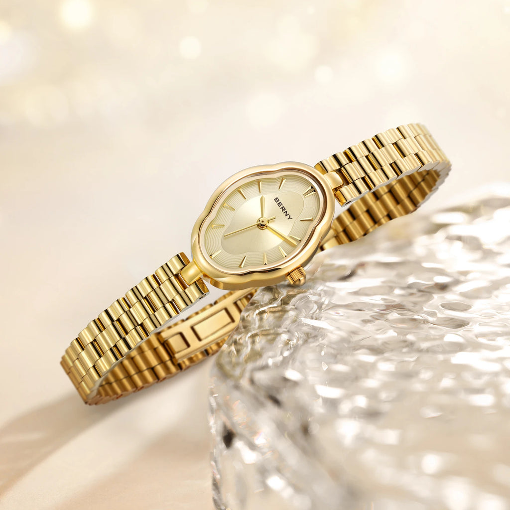 Oravelle® – Auréa Mini | Minimalist Gold Ladies’ Watch & Jewelry Bracelet Set – Petite, Elegant & Chic