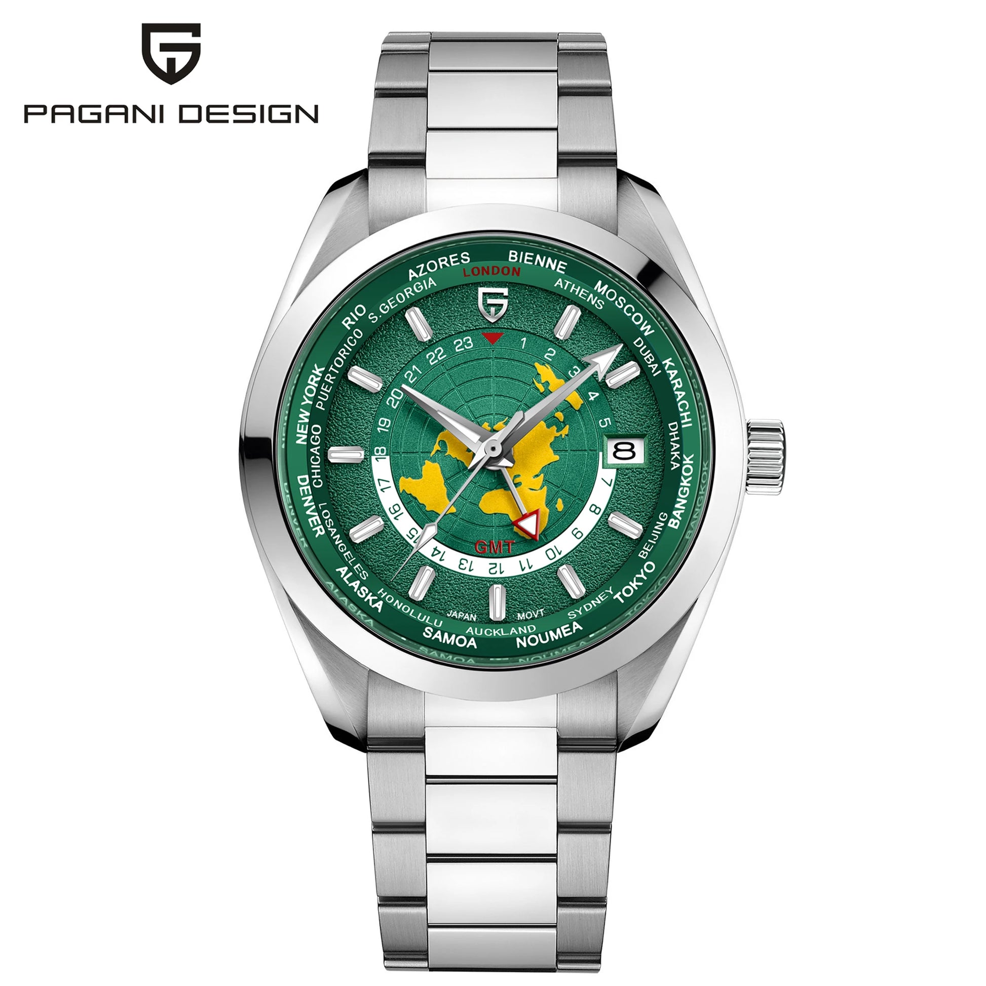 Chronoterra® – World Time GMT Automatic Watch for Men | NH34A Movement, Sapphire Crystal, Mechanical, Waterproof