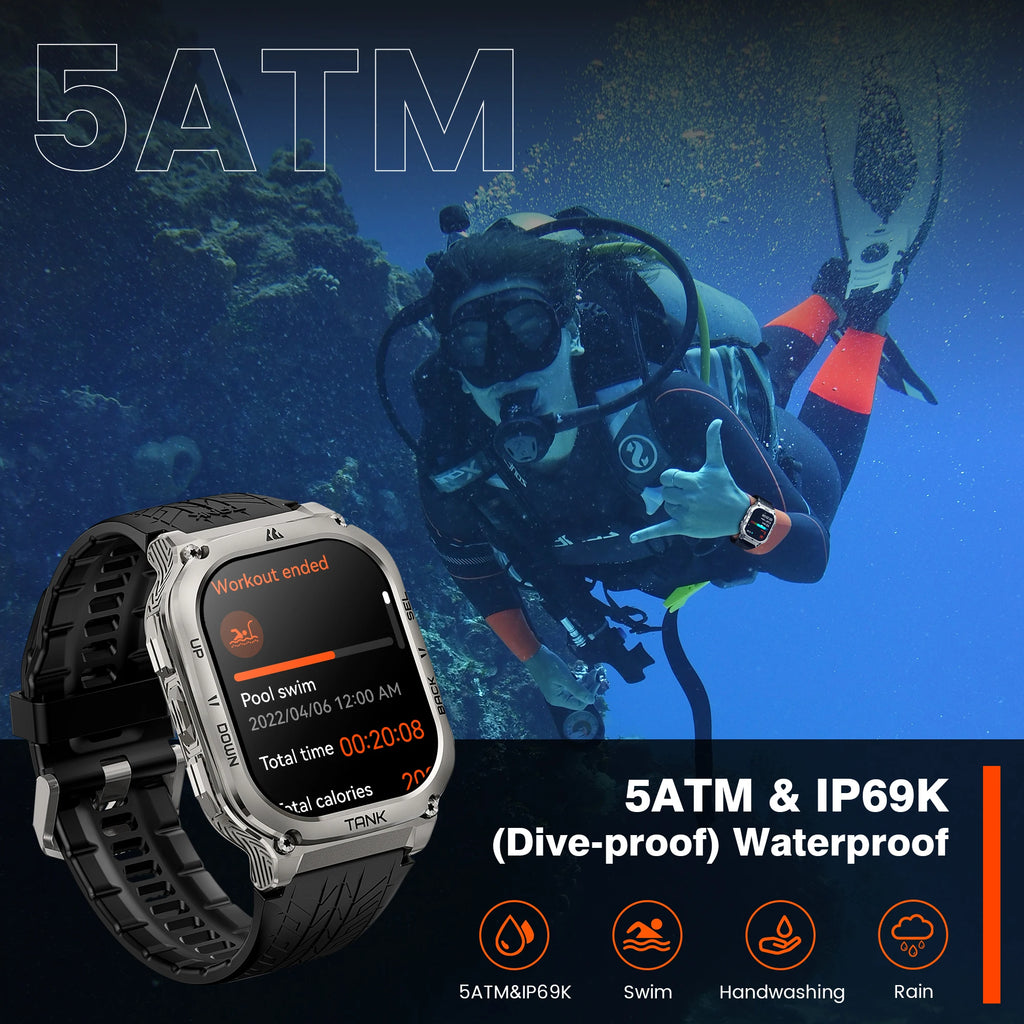 Ironvault® – Rugged Smartwatch with AMOLED AOD | Fitness Tracker, Bluetooth Call, 480mAh Battery, Waterproof (Men & Women)