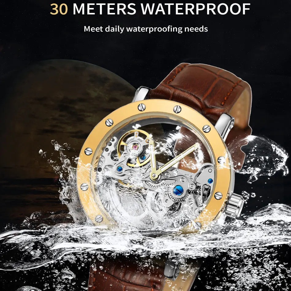Horvantis® – Luxury Skeleton Tourbillon Mechanical Watch | Automatic, Luminous, Waterproof, Leather Strap, Elegant Style