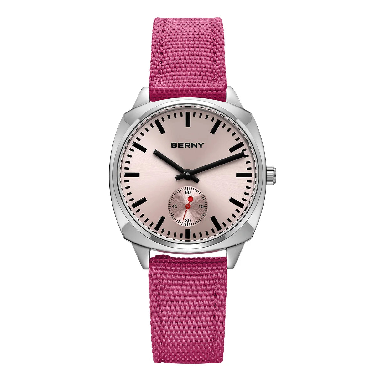 Isalora® – Ice Blue Pillow Quartz Watch for Women | Canvas Strap, Casual Railway Style, Versatile Daily Wear