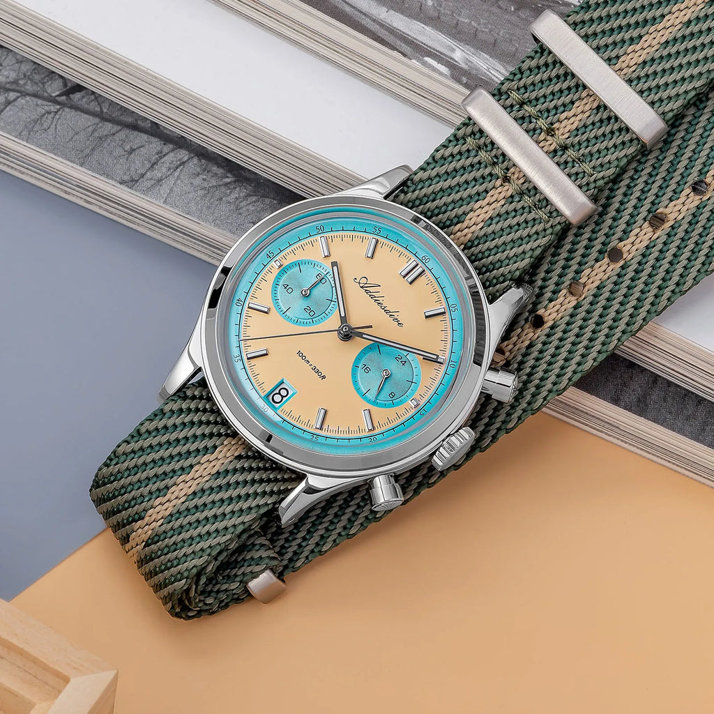 Rhevaron® – Compact Chronograph Quartz Watch for Men | 38MM, VK64 Movement, AR Coated Glass, Waterproof Sport Design