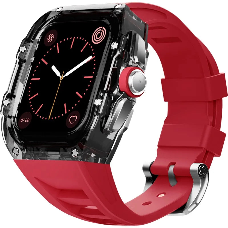 Clearion® – Transparent Case Protector for Smartwatch 45/44MM | Full Cover with Fluororubber Band, Scratch & Shock Resistant