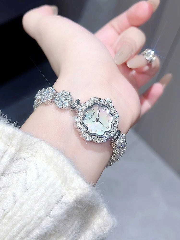 Florévia® – Petal-Shaped Luxury Quartz Watch for Women | Zircon Detailing, Elegant Design, Perfect for Cocktail & Gift Occasions