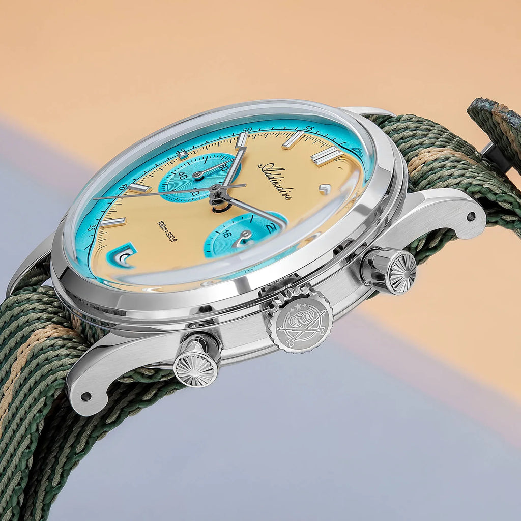 Rhevaron® – Compact Chronograph Quartz Watch for Men | 38MM, VK64 Movement, AR Coated Glass, Waterproof Sport Design