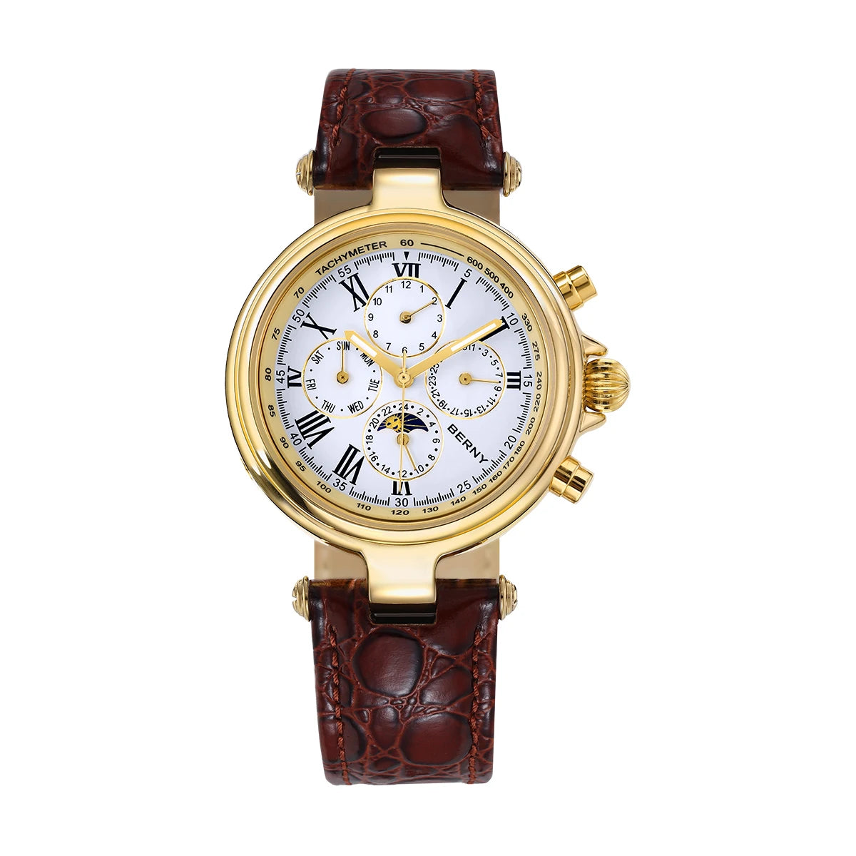Solunar® – Men's Classic Automatic Watch | Seagull ST1652, Sun & Moon Phase, Luminous Dial, Mechanical Elegance