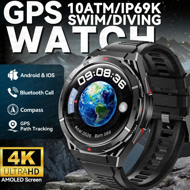 Trackformis® – Outdoor GPS Smartwatch with Compass | 1.45" Ultra HD, Bluetooth Calls, Health Monitoring, 480mAh Battery