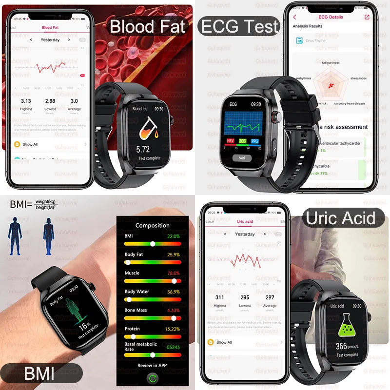 Vitelor® – Smart Health Tracker Watch | ECG+PPG, Uric Acid & Body Fat, Laser Therapy, Bluetooth Call