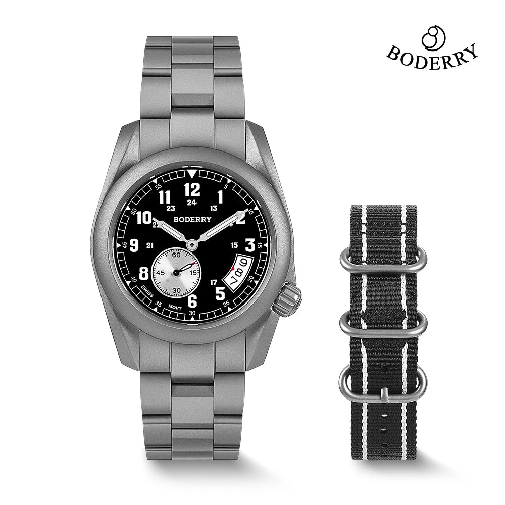Tiravent® – Titanium Field Quartz Watch for Men | 38MM, Luminous Dial, 100M Waterproof, Military Sport Business Style