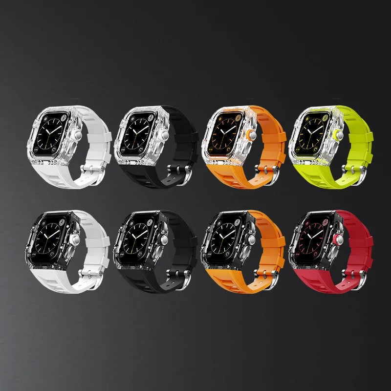 Clearion® – Transparent Case Protector for Smartwatch 45/44MM | Full Cover with Fluororubber Band, Scratch & Shock Resistant