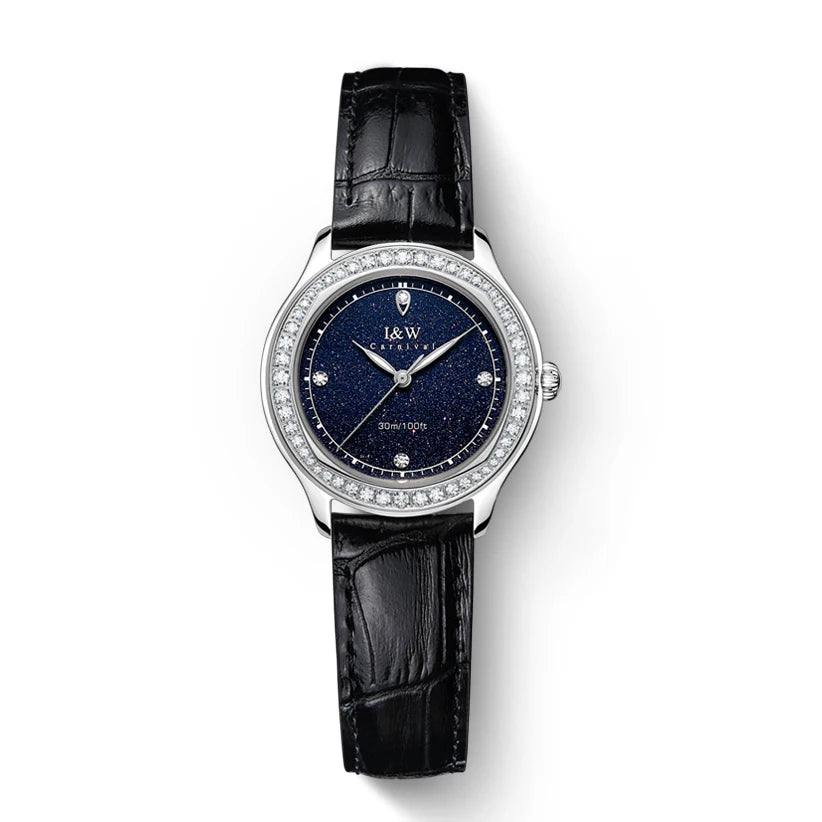 Lucerelle® – Luxury Diamond Quartz Watch for Women | Sapphire Glass, Leather Strap, Luminous, Swiss Movement, Waterproof