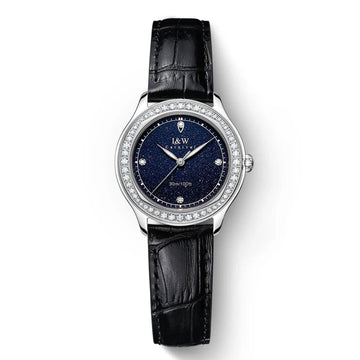 Lucerelle® – Luxury Diamond Quartz Watch for Women | Sapphire Glass, Leather Strap, Luminous, Swiss Movement, Waterproof