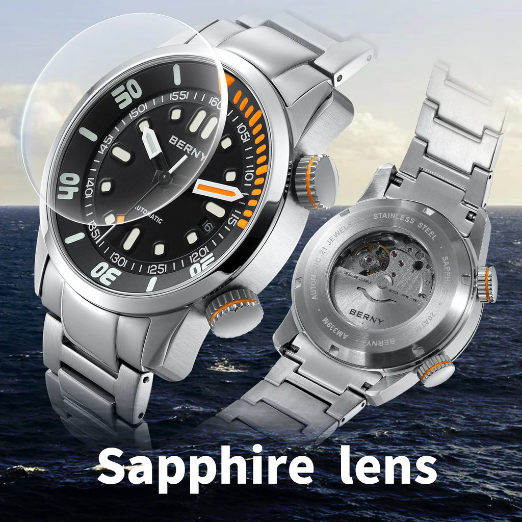 Nautivus® – Automatic Dive Watch for Men | 20ATM Waterproof, Sapphire Crystal, Super Luminous, Original Sport Design