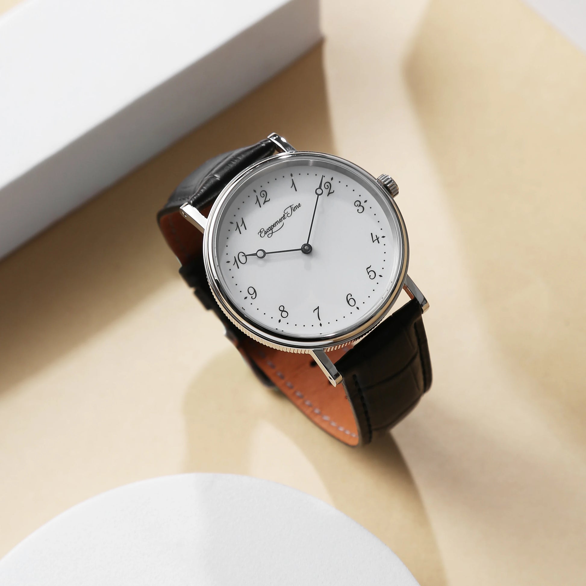 Avennoir® – Blancurel 38 | 38.5mm Quartz Watch with White Enamel Dial, Heat-Blued Hands & 50M Water Resistance