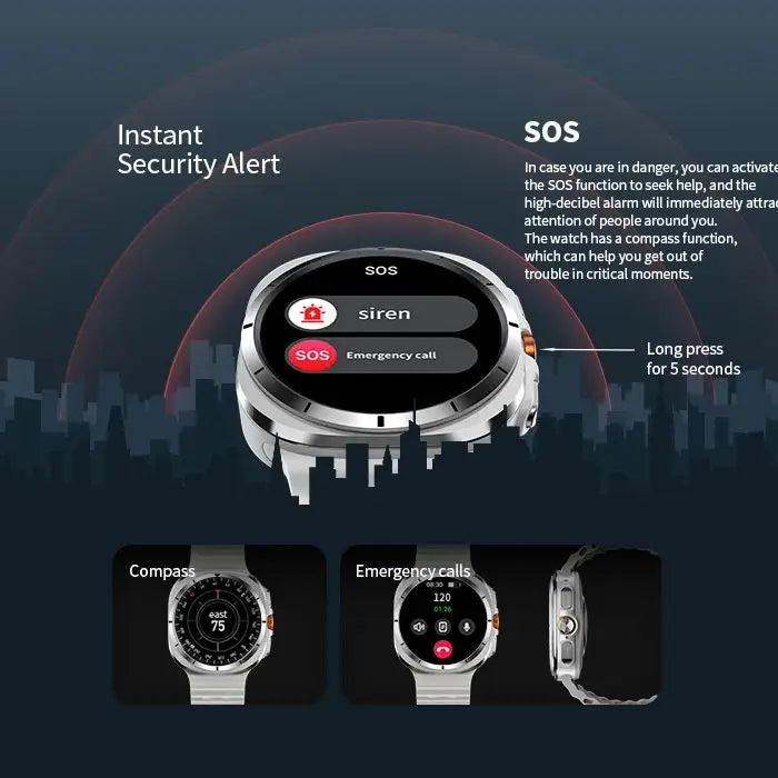 V-Watch® – PulseTrail | AMOLED Smartwatch with Call, Compass, SpO2 & IP68 Waterproof