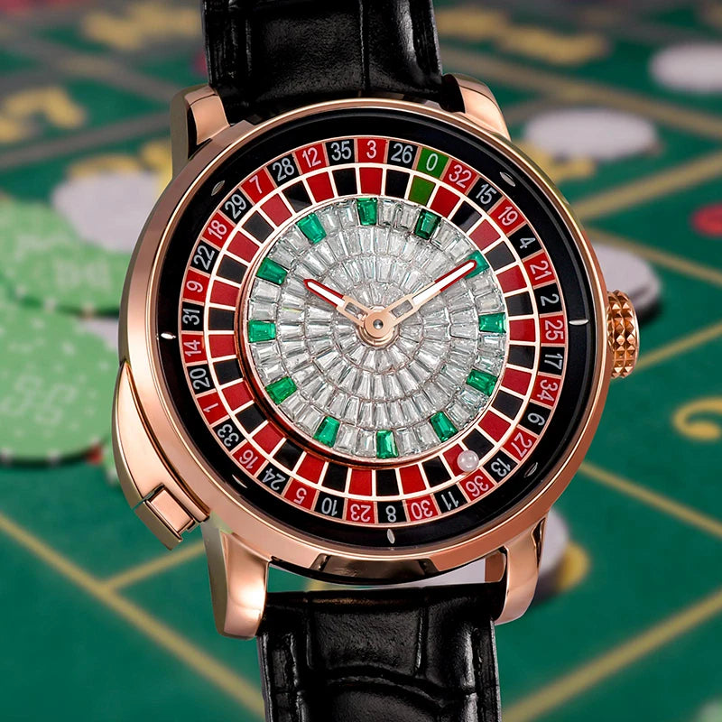 Vornyx® – Roulentis 42 | NH35A Mechanical Watch with Russian Roulette Dial, Diamond Markers & Sapphire Crystal
