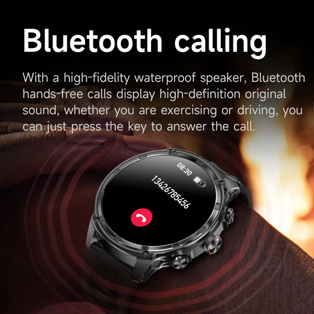 Athryos® – Outdoor Sport Smartwatch for Men | Bluetooth Call, Heart Rate, SpO₂, Waterproof, Flashlight, Android & iOS