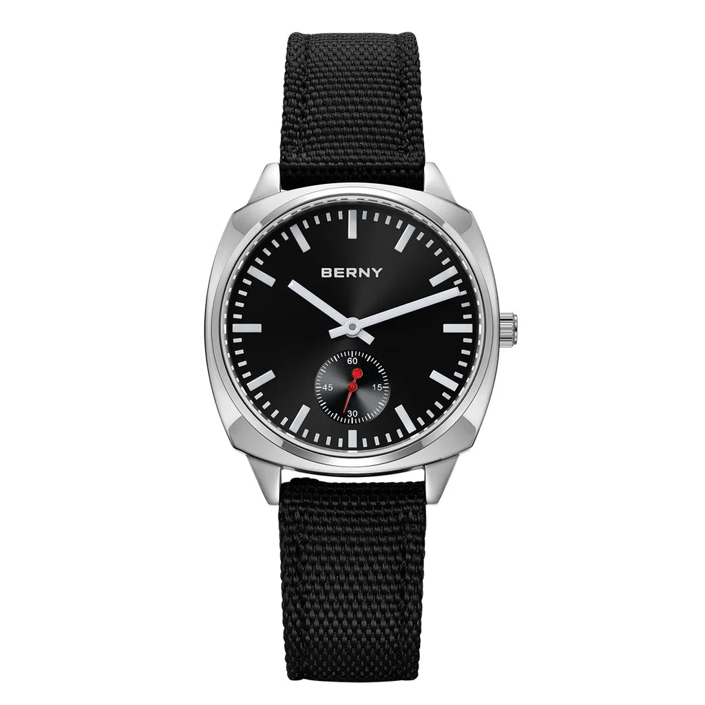 Isalora® – Ice Blue Pillow Quartz Watch for Women | Canvas Strap, Casual Railway Style, Versatile Daily Wear