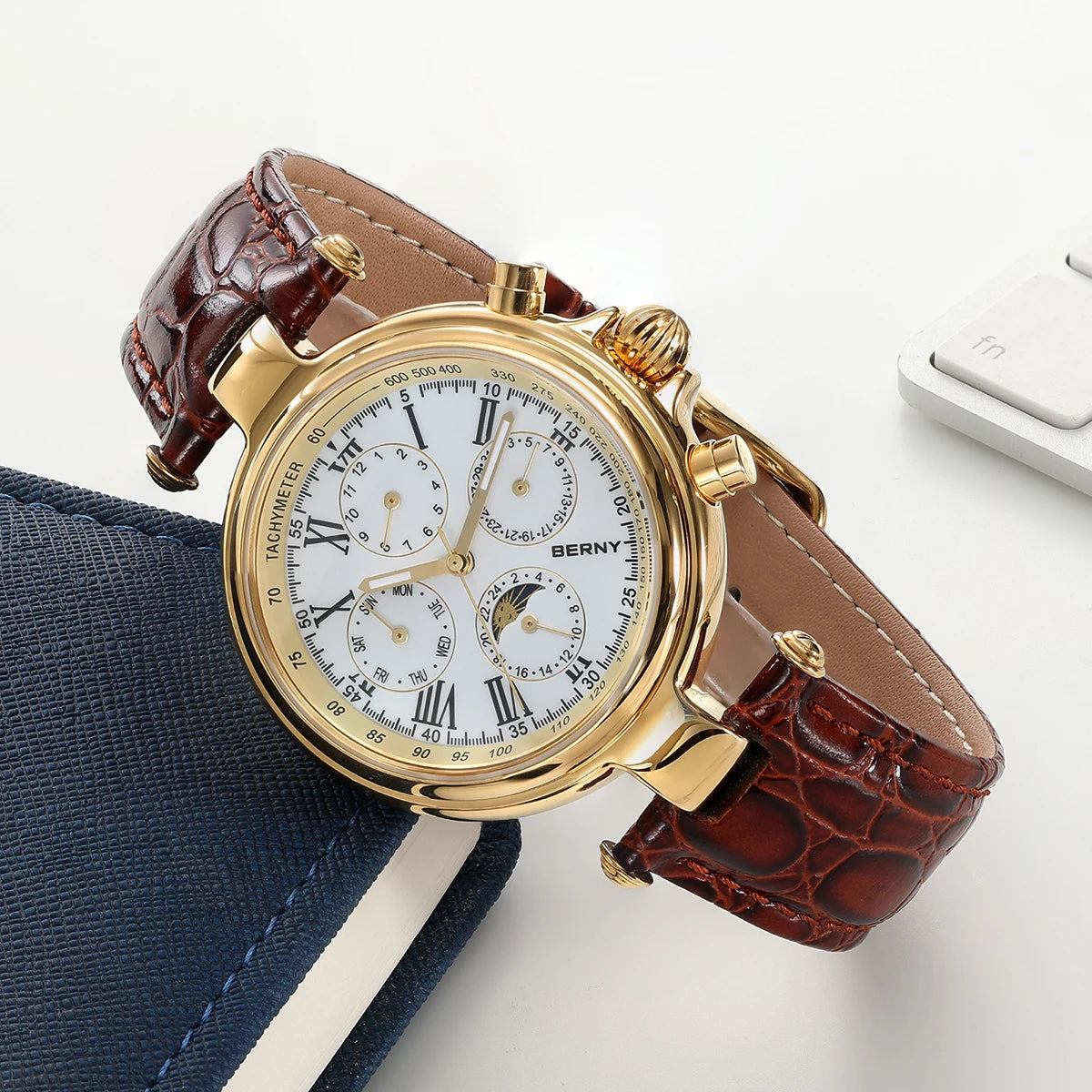 Solunar® – Men's Classic Automatic Watch | Seagull ST1652, Sun & Moon Phase, Luminous Dial, Mechanical Elegance
