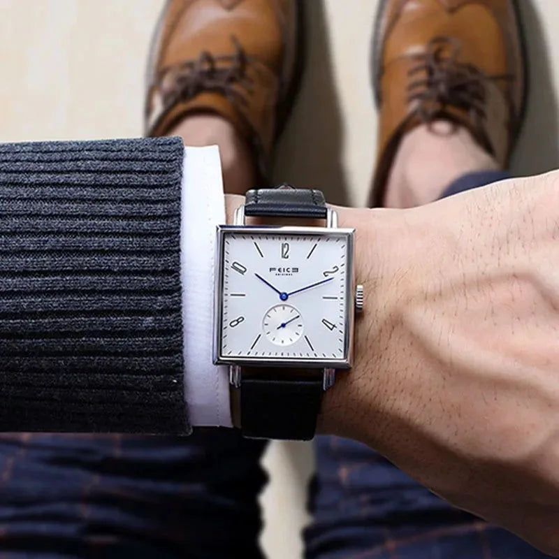 Frénoir® – Linqura FM301 | Minimalist Square Automatic Men’s Watch – Compact, Elegant & Perfect for Gifting