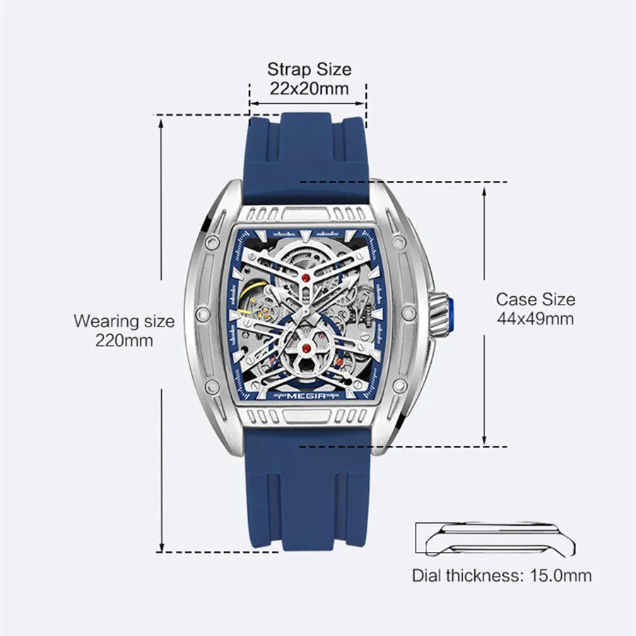 Machronis® – Sport Automatic Mechanical Watch for Men | Big Dial, Luminous, Waterproof, Luxury Silicone Strap