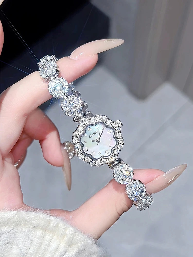 Florévia® – Petal-Shaped Luxury Quartz Watch for Women | Zircon Detailing, Elegant Design, Perfect for Cocktail & Gift Occasions