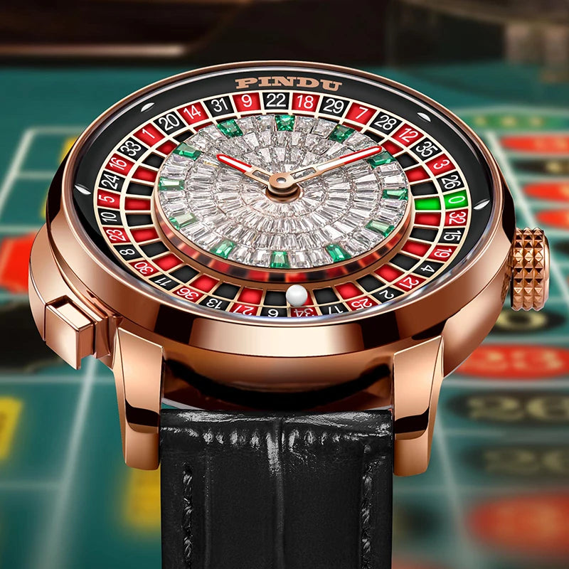 Vornyx® – Roulentis 42 | NH35A Mechanical Watch with Russian Roulette Dial, Diamond Markers & Sapphire Crystal