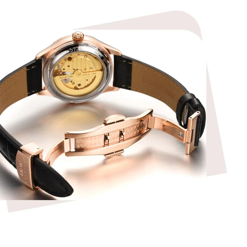 Elisoria® – Skeleton Automatic Watch for Women | MIYOTA Movement, Sapphire Crystal, Leather Strap, Elegant Mechanical Design
