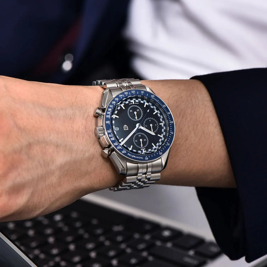Pagaro Style® – Racing Chronograph Sport Quartz Men’s Watch, Japan VK67 Movement, AR Sapphire Crystal