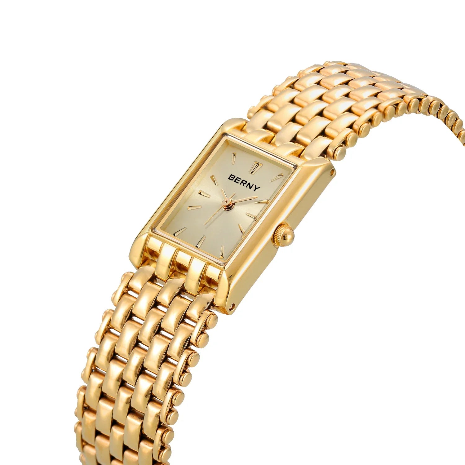 Aurique® – Luxury Gold Square Watch for Women | Stainless Steel, Minimal Quartz Design, Elegant & Fashionable