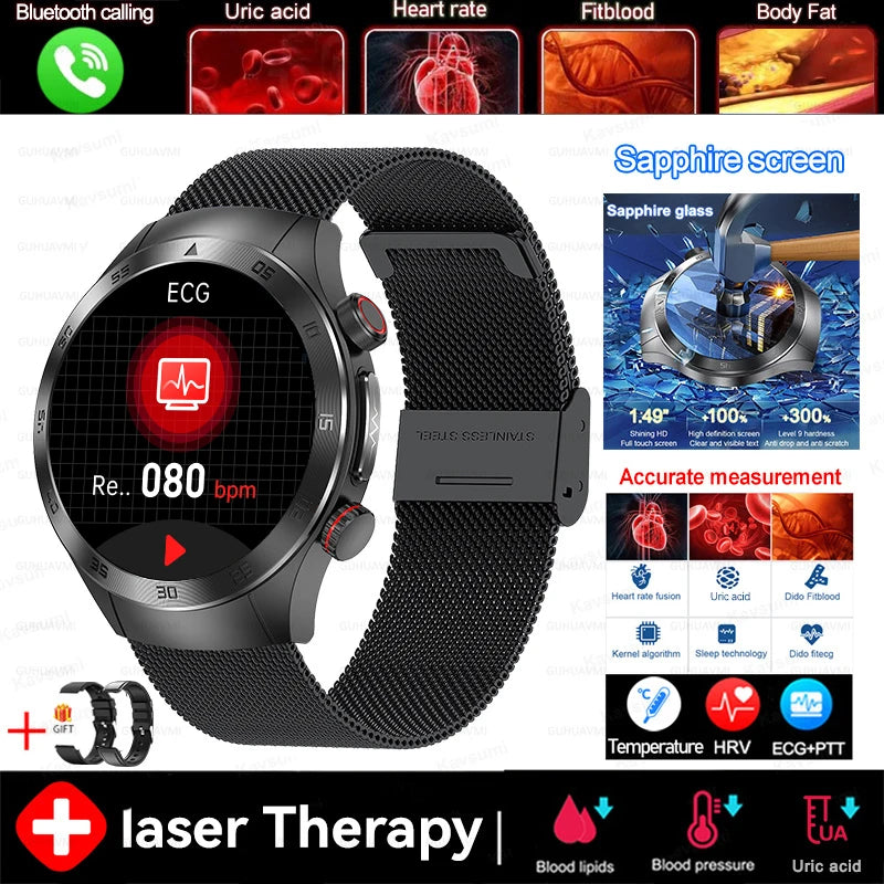 Veltrix® – Corelase X | Biomedical Smartwatch with Uric Acid & Body Fat Tracking, Laser Therapy, ECG+PPG & Bluetooth Calling