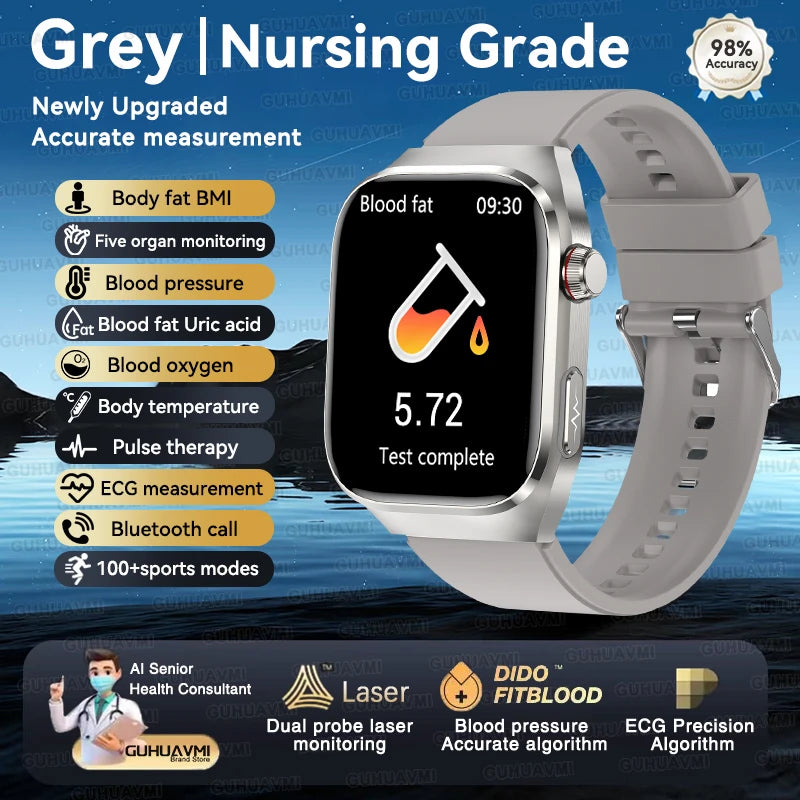 Vitelor® – Smart Health Tracker Watch | ECG+PPG, Uric Acid & Body Fat, Laser Therapy, Bluetooth Call