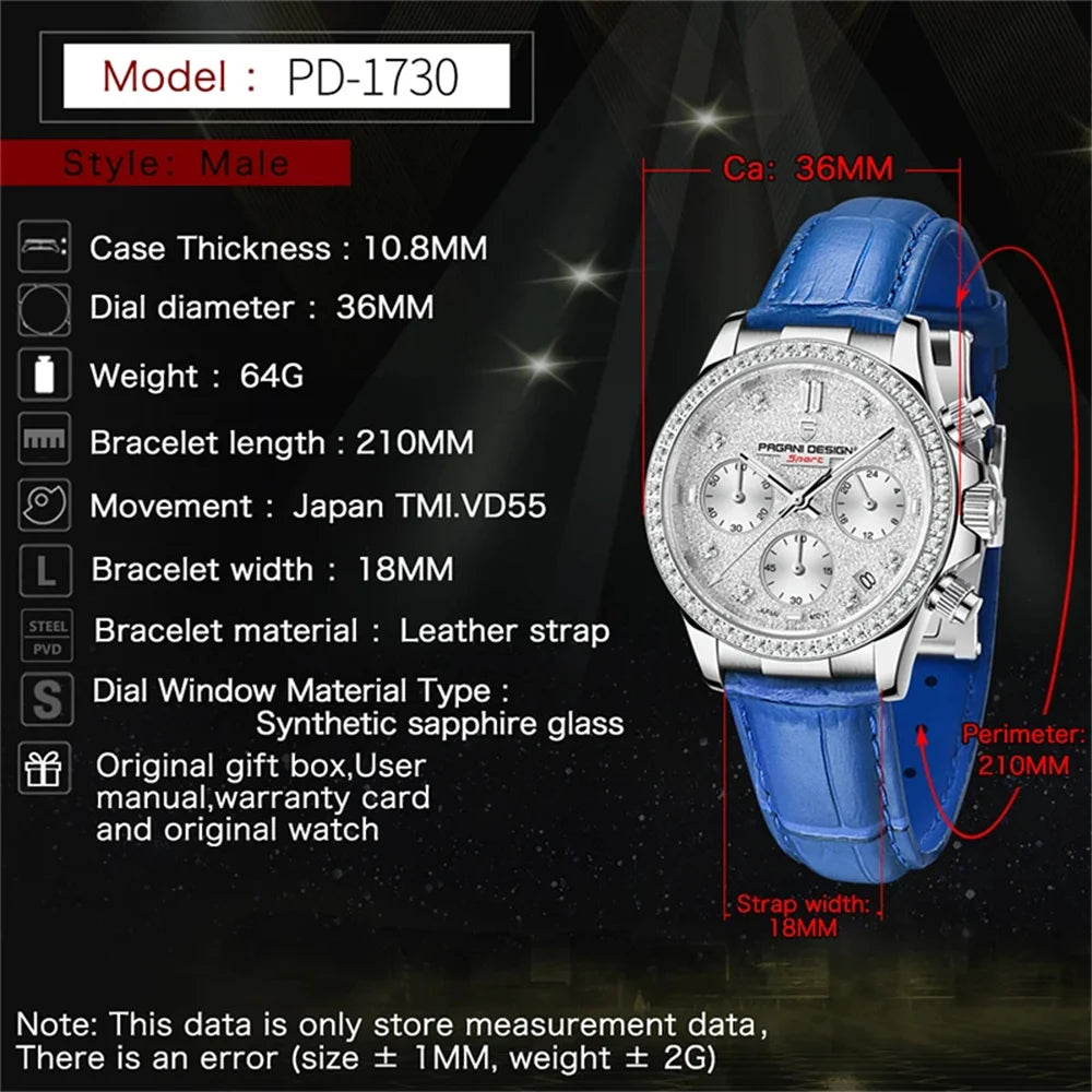 Velassia® – Classic Sapphire Quartz Watch for Women | 36MM, Japan Movement, 100M Waterproof, Elegant Dress Design