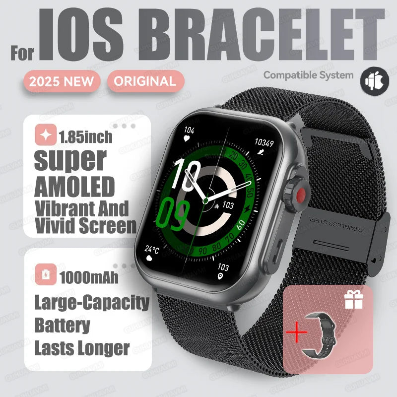 Nexoria® – Unisex Smartwatch with 1.85" AMOLED | Full Touch, Bluetooth Call, IP68 Waterproof, Sleek & Modern Design