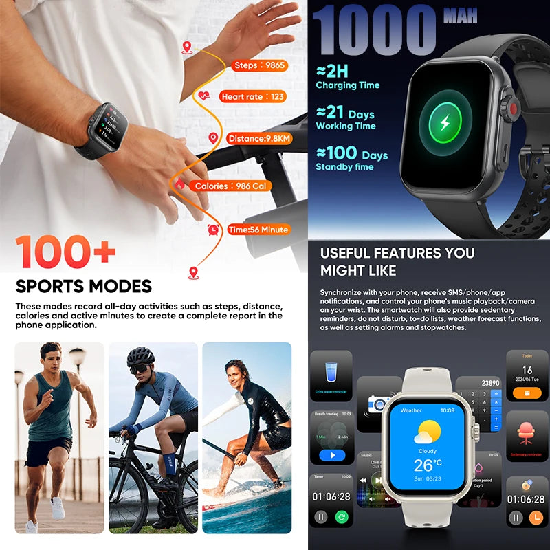 Nexoria® – Unisex Smartwatch with 1.85" AMOLED | Full Touch, Bluetooth Call, IP68 Waterproof, Sleek & Modern Design
