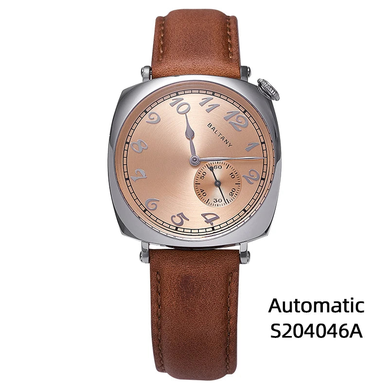 Morvéra® – Cadré 1921 | Vintage Square Mechanical Watch with Cockeyed Salmon Dial & Seagull 1701 Movement – Art Deco Elegance