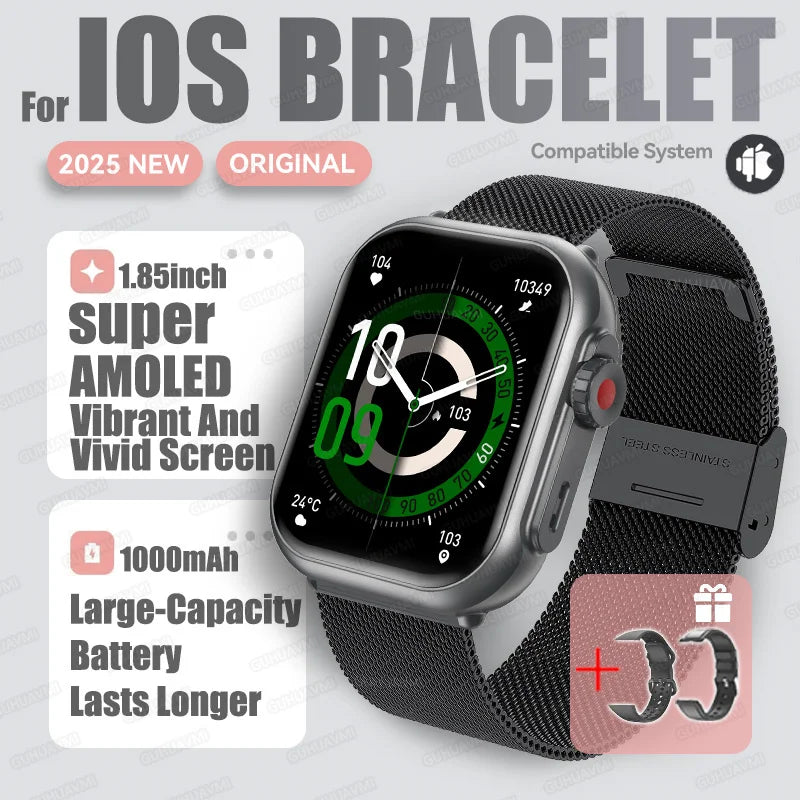 Nexoria® – Unisex Smartwatch with 1.85" AMOLED | Full Touch, Bluetooth Call, IP68 Waterproof, Sleek & Modern Design