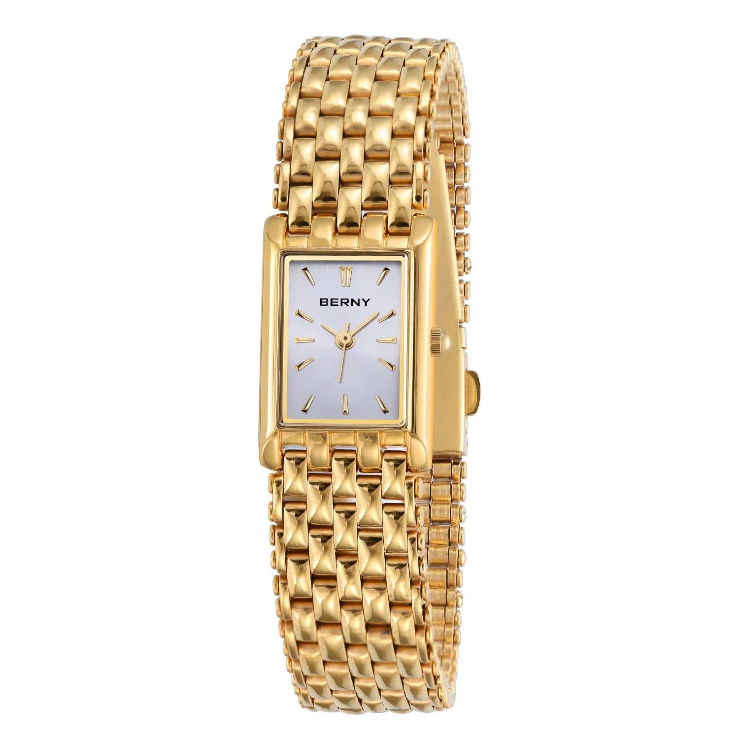 Aurique® – Luxury Gold Square Watch for Women | Stainless Steel, Minimal Quartz Design, Elegant & Fashionable